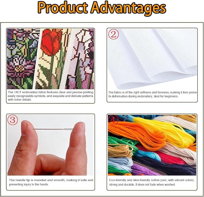 DYAIANGMU Flower 6 Pcs Cross Stitch Bookmark Kit - Image 7