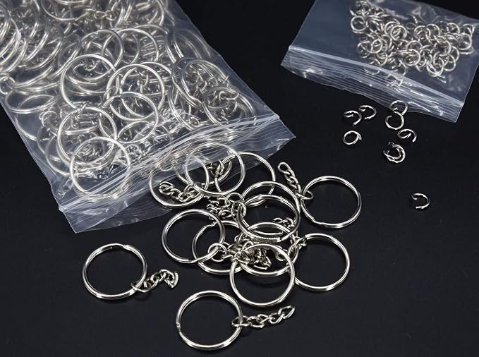 KANSPHY 100 Pack Key Ring with Chain and Open Jump, 1 inch Split Round Keychain - Image 3