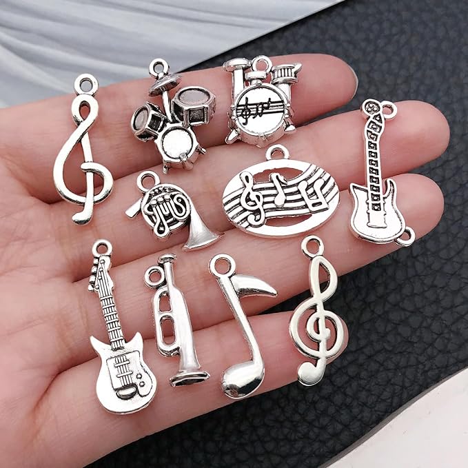 WOCRAFT 60pcs Antique Silver Music Bracelet Charms - Image 2
