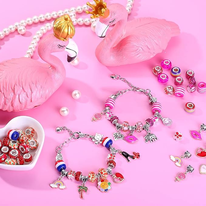 AIPRIDY 150 Pieces Charm Bracelet Making Kit, Unicorn Mermaid Crafts Gifts Set - Image 6