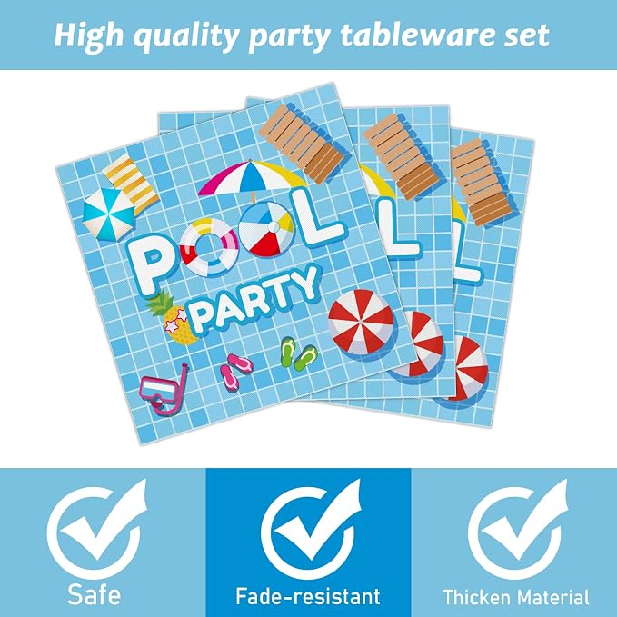 96 Pieces Pool Party Tableware Set - Image 3