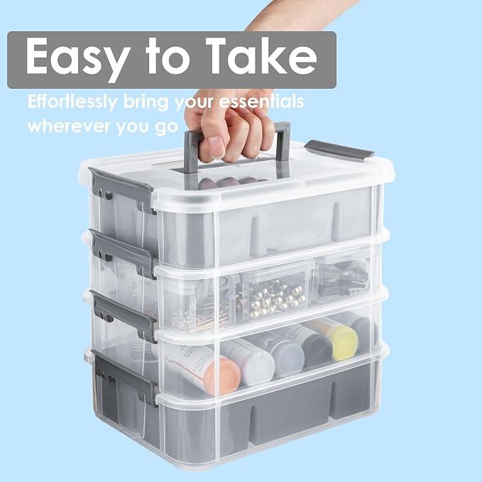 CraftGenes Grey&White Modern Plastic Storage Box - Image 5