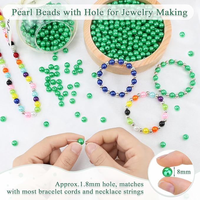 DUQGUHO Green Beads for Jewelry Making 6mm Green Pearl for Crafting - Image 2