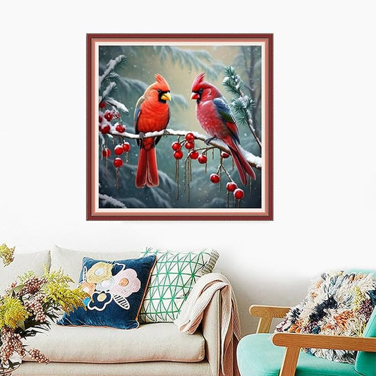 Foxdiviy Stamped Cross Stitch Kits Full Range of Embroidery Needlework Starter Kits for Beginners Adults 11CT Embroidery Patterns Art Crafts DIY Needlepoint Kits-Colorful Parrot 18x18 inch