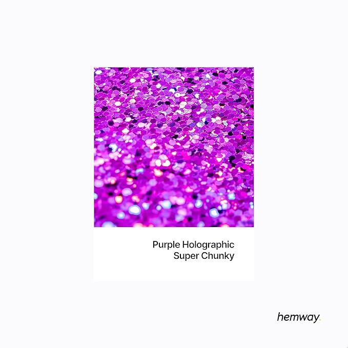 Hemway Glitter for Resin 100g Purple Holographic Metallic Crystals for Epoxy Craft Super Chunky Flakes Tumblers Wax Melt