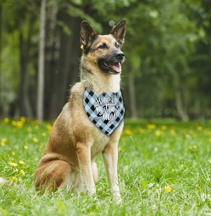 Dog Bandana, Happy Birthday Mom Dog Bandana, Dogs Scarf Classical Plaid Printing - Image 4