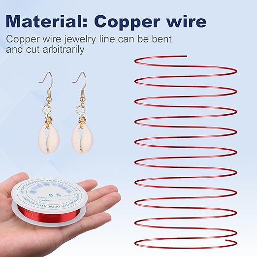 0.5 mm Dia. 10 Rolls Copper Jewelry Wire, Beading Wire for Jewelry Making Bracelet Earrings Rings Necklaces Flower Craft Projects, 10 Assorted Colors