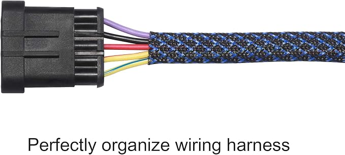 25ft - 3/4 inch PET Expandable Braided Sleeving – BlackBlue – Alex Tech Braided - Image 3