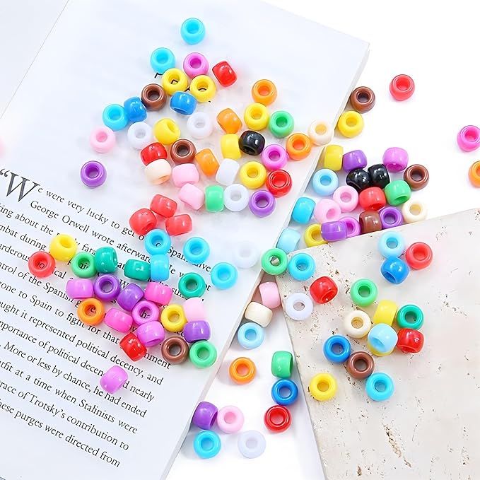 2000+ Pony Beads Bulk 6x9mm Multi-Colored Plastic Craft Beads Set, Bulk Hair - Image 3