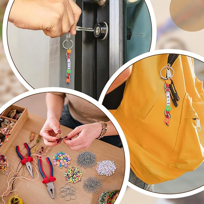 CRAFTYMELODY 606Pcs DIY Keychain Making Crafts Kits Beaded Keychain Making Kit - Image 4