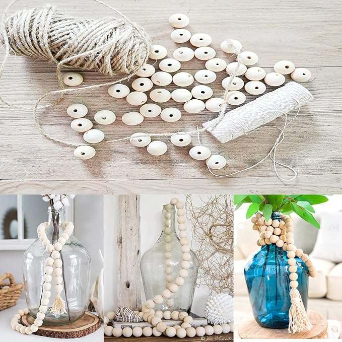 14mm Wooden Beads for Craft, Bead Garland, Farmhouse Decor - Image 5