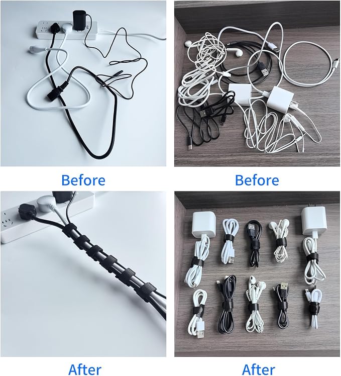 120 PCS 10 Inches Black Reusable Cable Ties, Cable Organizer, Cord Wrap and - Image 3