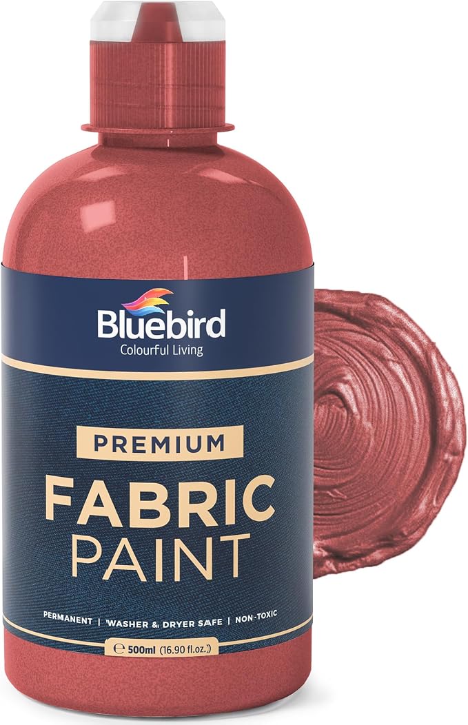 BLUEBIRD Fabric Paint, Cherry Red, 16.9 Fl Oz, Permanent Fabric Paints by BluebirdArts