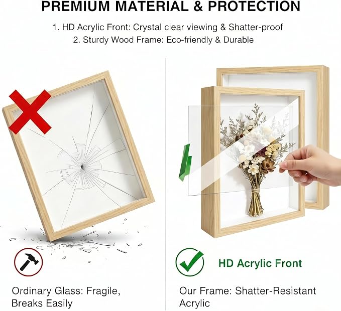 3 Pcs 8x10 Inch Shadow Box Frames Acrylic, Shadow Box Frame Display Cases - Image 9