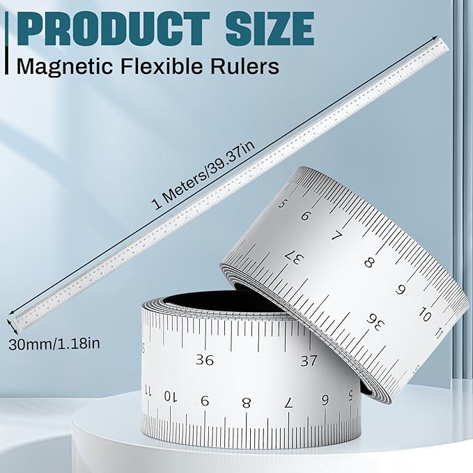 1 Pcs 39.37 Inch Magnetic Ruler Flexible Magnetic Ruler Magnet Measuring Tape with Both Inches and Centimeters, Suitable for Whiteboard, Lathes, Workshops, Table Saws, Mills, Easy to Take