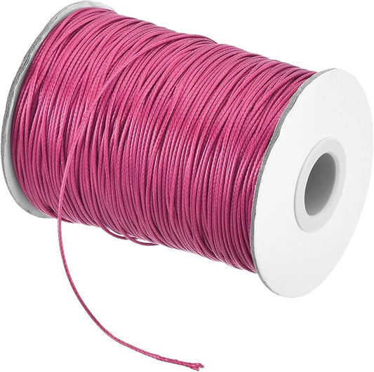MECCANIXITY Waxed Cord 0.8mm Waxed Polyester Cord 175 Yard Wax String for Bracelet Making,Necklaces, Beading,Jewelry Making and DIY Crafts(Dark Rose Red)