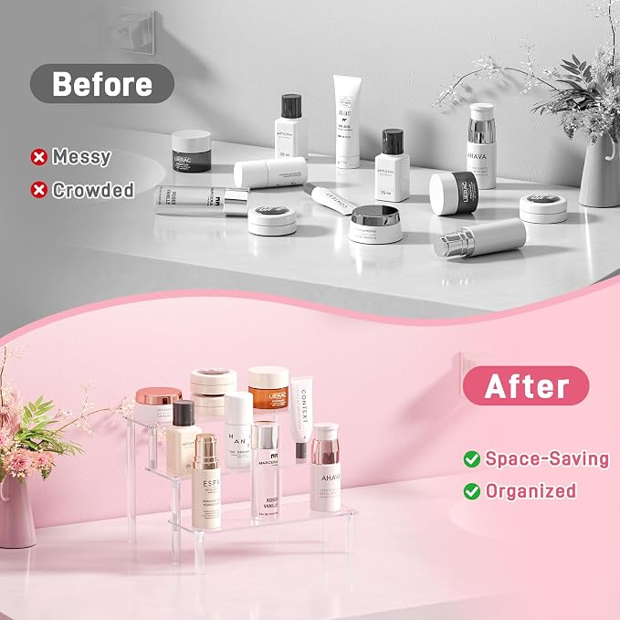 2 Packs Acrylic Display Stand Riser, 3 Tier Perfume Organizer Cupcake Stand | - Image 5