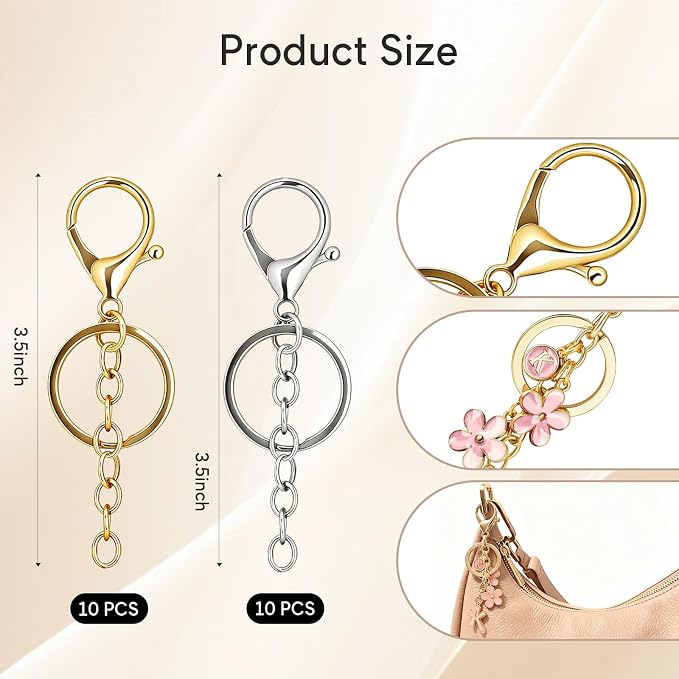 20pcs Keychain Making Kit with Key Rings Lobster Clasp Chain - Image 2