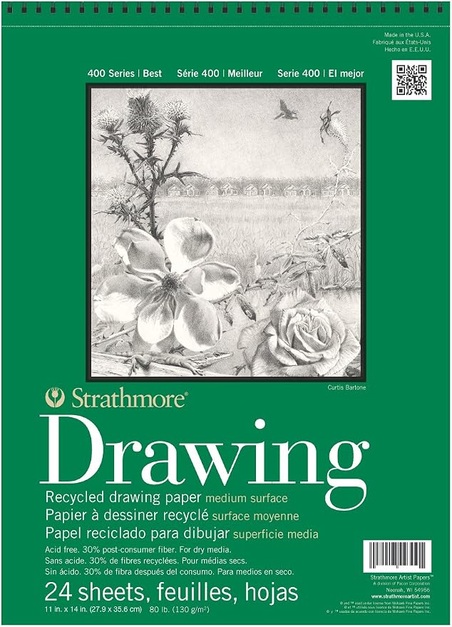 Strathmore 400 Series Recycled Drawing Pad, Medium Surface, 24 Sheets by StrathmorePaper