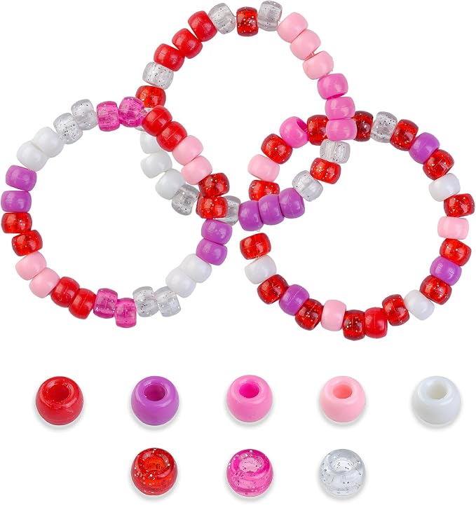 1000PCS 6x9mm Valentine's Day Red Theme Pony Beads Bulk, Kandi Beads - Image 4