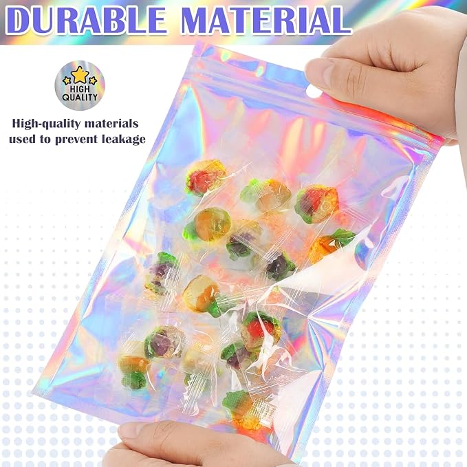 JETMORE 300 Pcs Mylar Bags 3x5in, Smell Proof Bags Foil Pouch, Holographic - Image 4