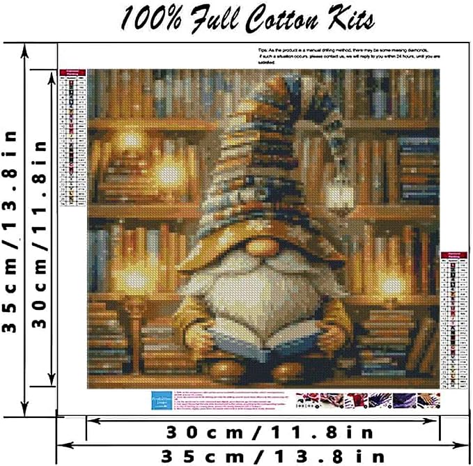 Book Gnome Cross Stitch Kits, Book Gnome Cross Stitch Patterns, Dimensions - Image 2