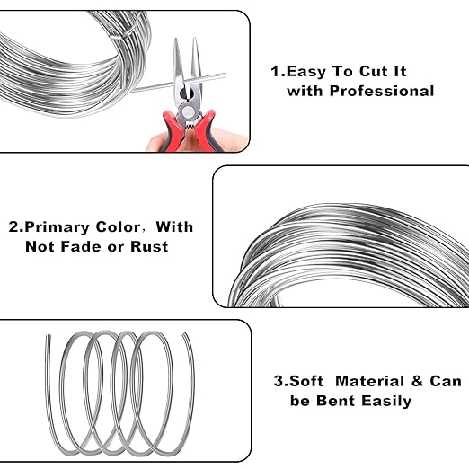 3mm Aluminum Craft Wire, 50 Feet 9 Gauge Bendable Anodized Metal Wire for Sculpting, Jewelry Making, Armature Making, Wire Weaving and Wrapping