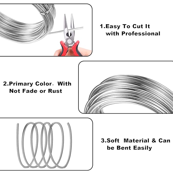 2mm Aluminum Wire, 100 Feet 12 Gauge Bendable Anodized Metal Wire for Sculpting, Jewelry Making, Armature Making, Weaving and Wrapping, Crafting