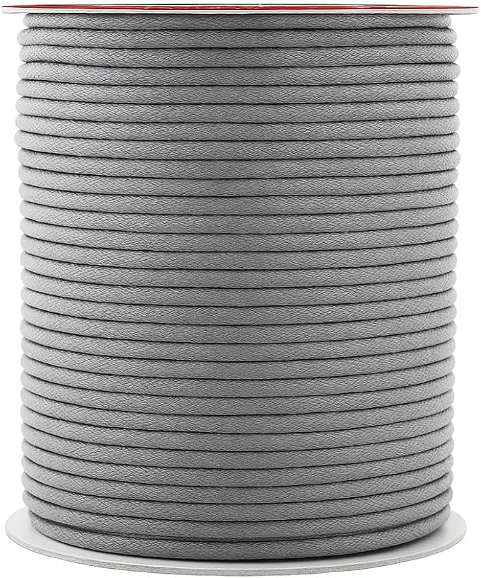 Mandala Crafts 2mm 109 Yards Gray Cotton Waxed Cord for Jewelry Making Bracelet Cord Waxed String - Beading String Thread Jewelry Cords for Necklaces String