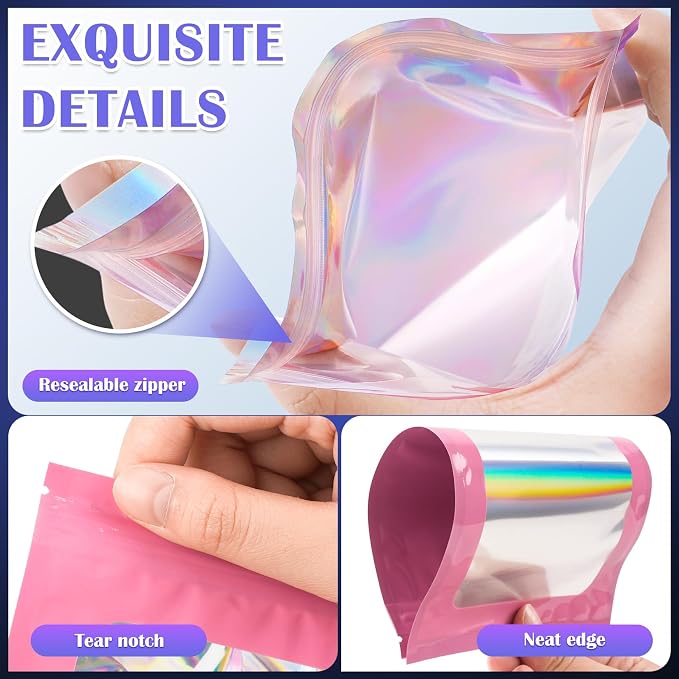 JETMORE 100 PCS Mylar Bags, Smell Proof Bag, Resealable Bag - Image 5