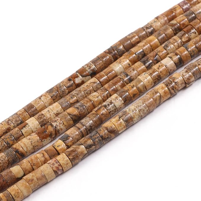 150Pcs 4×2mm Natural Picture Jasper Spacer Stone Beads by Nitopupu