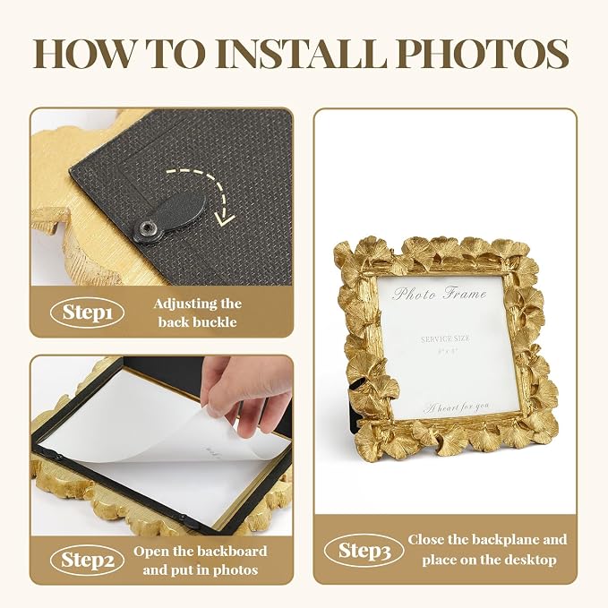 Cuspin 5x5 Picture Frame Vintage Gold Frames, Antique Square Photo Frame - Image 9