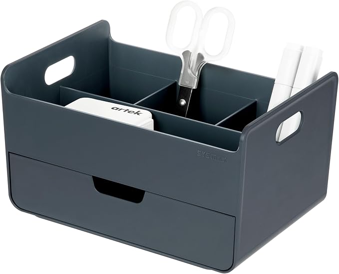BLUE GINKGO Portable Desk Organizer – Compact 3 Compartment, Half-drawer by BLUEGINKGO