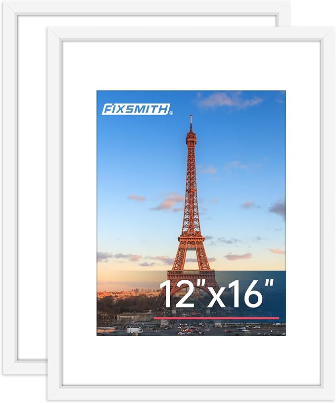 FIXSMITH 12x16 Picture Frame White Set of 2, Photo Frame by FIXSMITH