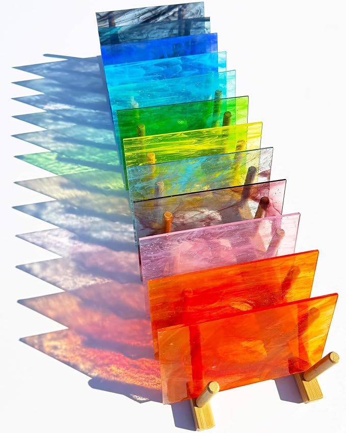 LITMIND 12 Sheets Streaky Transparent Stained Glass Pack – Mystic Wispy Rainbow - Image 3