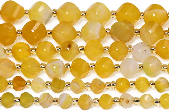 42pcs Natural Yellow Striped Agate Stone Beads - Image 7