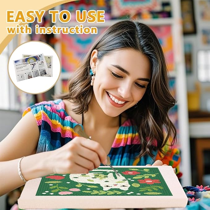 Doodlream Cat Leaf DIY Punch Needle Embroidery Kit - Image 3