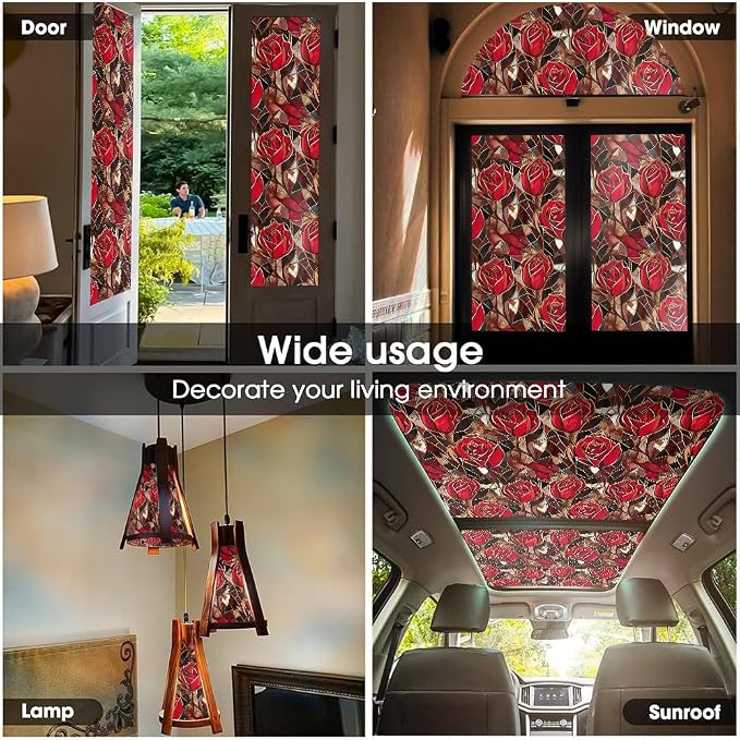 Modern Glaze Mosaic Red Roses 16“x118 Window Films Decorative Window Privacy - Image 5