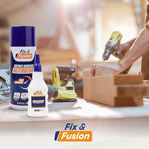 FIX & FUSION Activator Spray (13.5 Fl Oz), Instant Cure Accelerator for Cyanoacrylate (CA) Super Glue for Wood, Plastic, Rubber, Granite, and DIY & Professional, Accelerates Bonding Strength, (6 Pack)