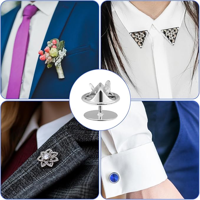 50 Pairs Silver Metal Pin Backs, Butterfly Tie Tacks Blank Pin Keepers Enamel Pin Locking Backs for Clothes Brooch Uniform Badges Lapel Hat Tie Tack Craft Making Jewelry Making