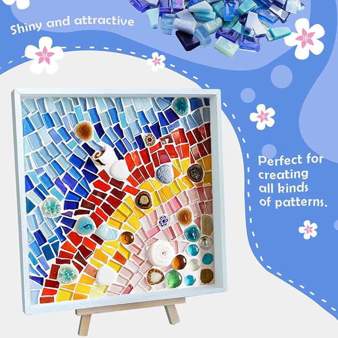LITMIND 1.1LB Blue Mixed Irregular Glass Scraps Mosaic Tiles - Image 3