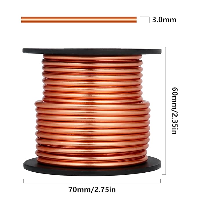 Aluminum Craft Wire, 32.8 Feet 3.0 mm/ 8 Gauge Copper Bendable Soft Metal Aluminum Wire Roll Bulk for DIY Crafts Sculpting Jewelry Making