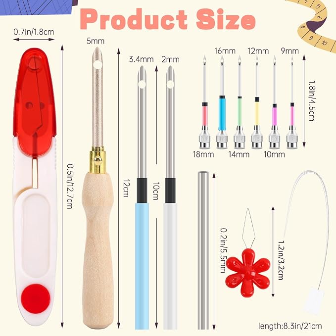 AUGSUN 13 Pcs Punch Needle Kit Embroidery Tool Set - Image 6