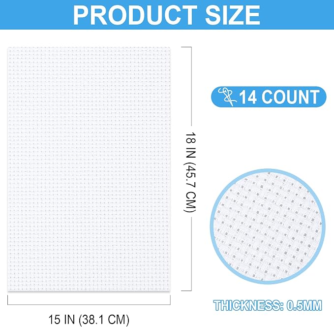 MYFAMIREA Cross Stitch Aida Fabric 14 Count, 18 by 15 Inch Large Size, Classic - Image 2