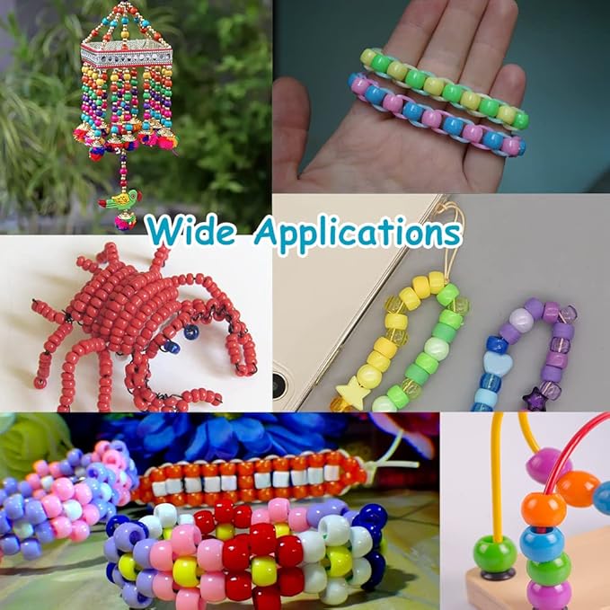 Pony 1100 Pcs Beads for Jewelry & Bracelets Making, Hair & Braids for Girls - Image 6