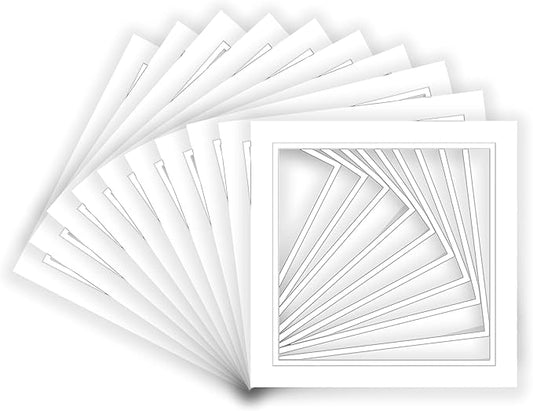 12x12 Mat for 8x8 Photo - Precut White on White Double Mat Picture Matboard for Frames Measuring 12 x 12 Inches - Bevel Cut Matte to Display Art Measuring 8 x 8 Inches - Acid Free ONE MAT
