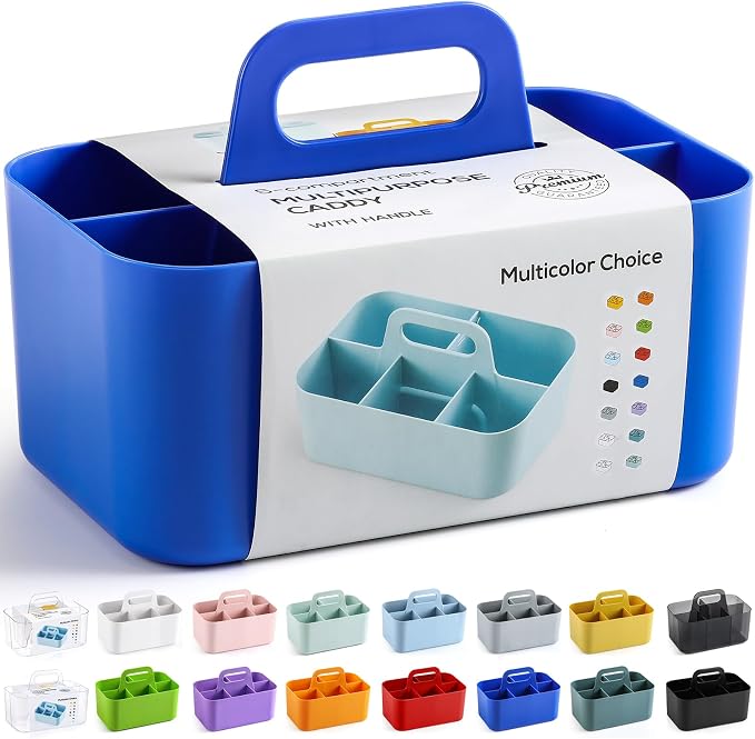 Multiuse Caddy Organizer with Handle, Portable Plastic Tote Bin by AOZITA