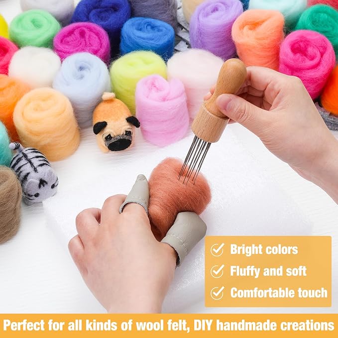 Mayboos Needle Felting Starter Kit, Wool Roving 40 Colors Set, Wool Felt Tools - Image 4