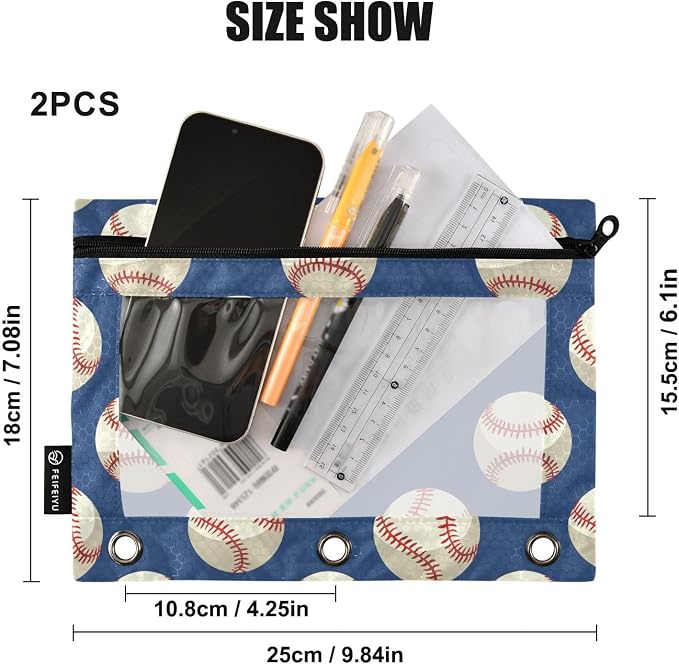 Custom Baseballs Ball Blue Pencil Pouch - Image 3