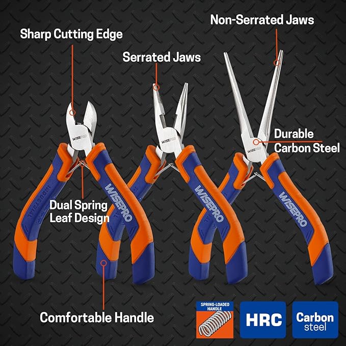 3 PCS Mini Pliers Set, Jewelry Pliers Kit with Needle Nose, Diagonal and Long Nose, Small Plier Tool for Jewelry Making, DIY Crafts, Beading and Electronic Repair